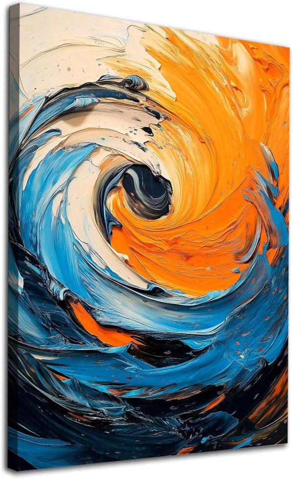 Orange And Blue Abstract Wall Art Abstract Modern Painting Modern Blue Poster Orange Blue Canvas Art Orange And Navy Blue Picture Minimalist Blue Wall Art Mid Century Abstract Prints 16x24inch No Frame