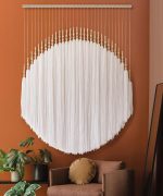 Boho Wall Decor Yarn Wall Hanging  Wall Hanging Fiber Wall Art White Beads Tassel Wall Decor Boho Chic Home Decor 39" W x 55" L