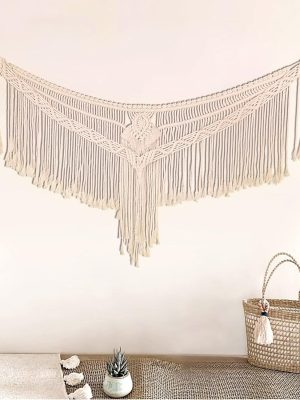 Large  Wall Hanging Boho Tapestry Curtain Fringe Woven Bohemian Wall Decor Banner Home Decoration for Apartment Bedroom Living Room Gallery Baby Nursery, 39" L X 19" W
