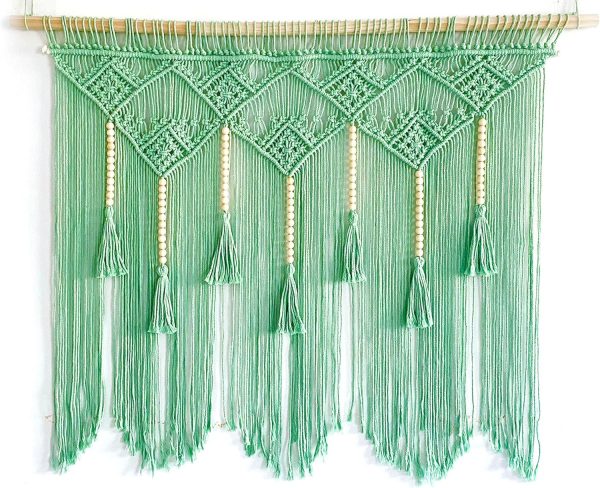 Large  Wall Hanging  Headboard for Bedroom  Window Curtains Boho Wall Decor Wall Art tapestry Tassel Woven Wall Backdrop 31”X39” (Wood Dowels Not Included)