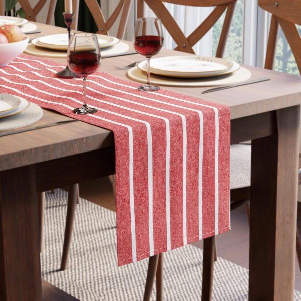 Cotton Dining Table Runner | Roma Red Stripes | Size 13x104 in - Machine Washable & Durable